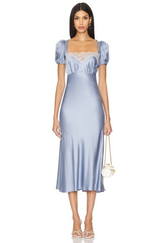 LPA Celeste Midi Dress in Slate Blue & Ivory from Revolve.com | Revolve Clothing (Global)