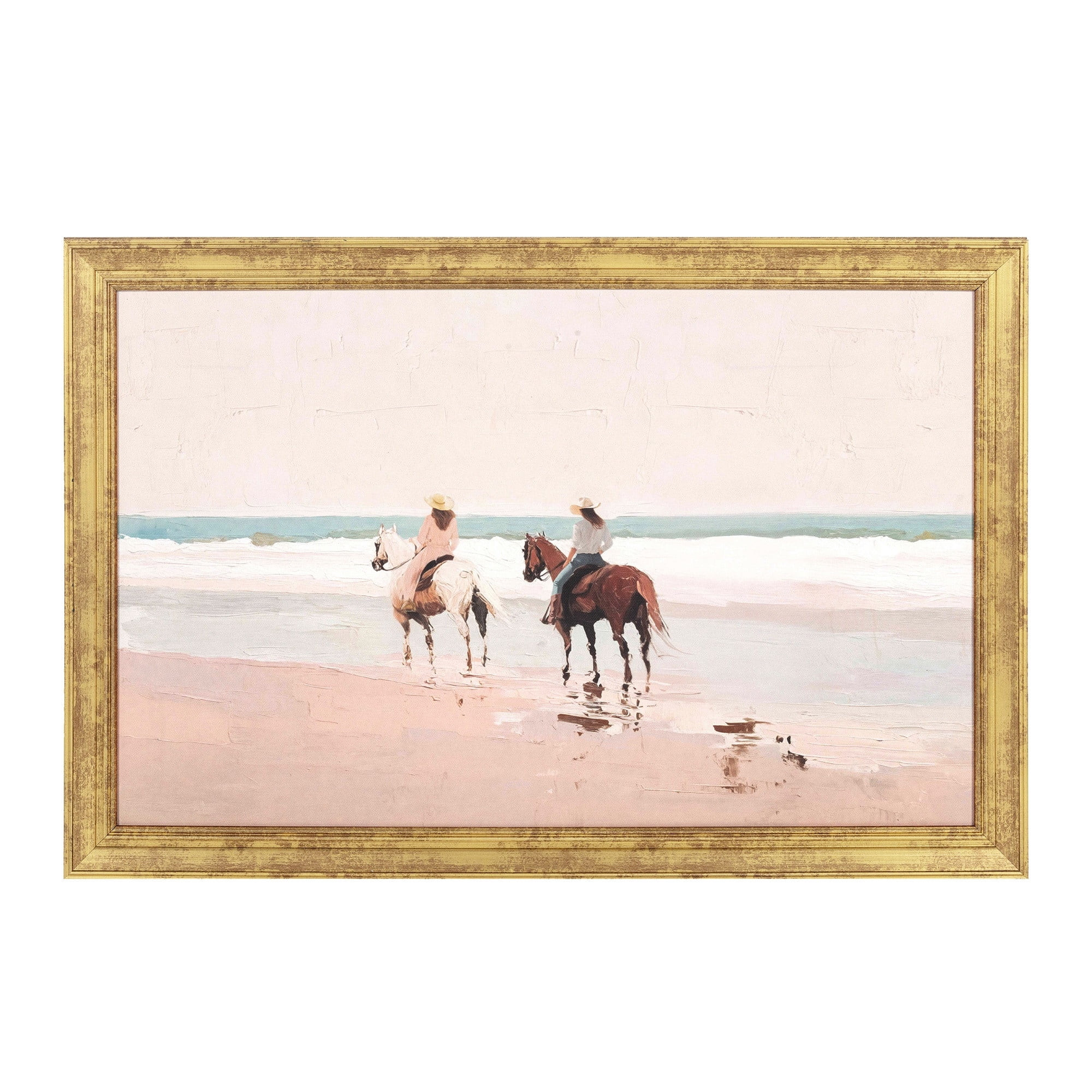 My Texas House Pink Shore Horseride 24" x 16" Coastal Framed Wall Art | Walmart (US)