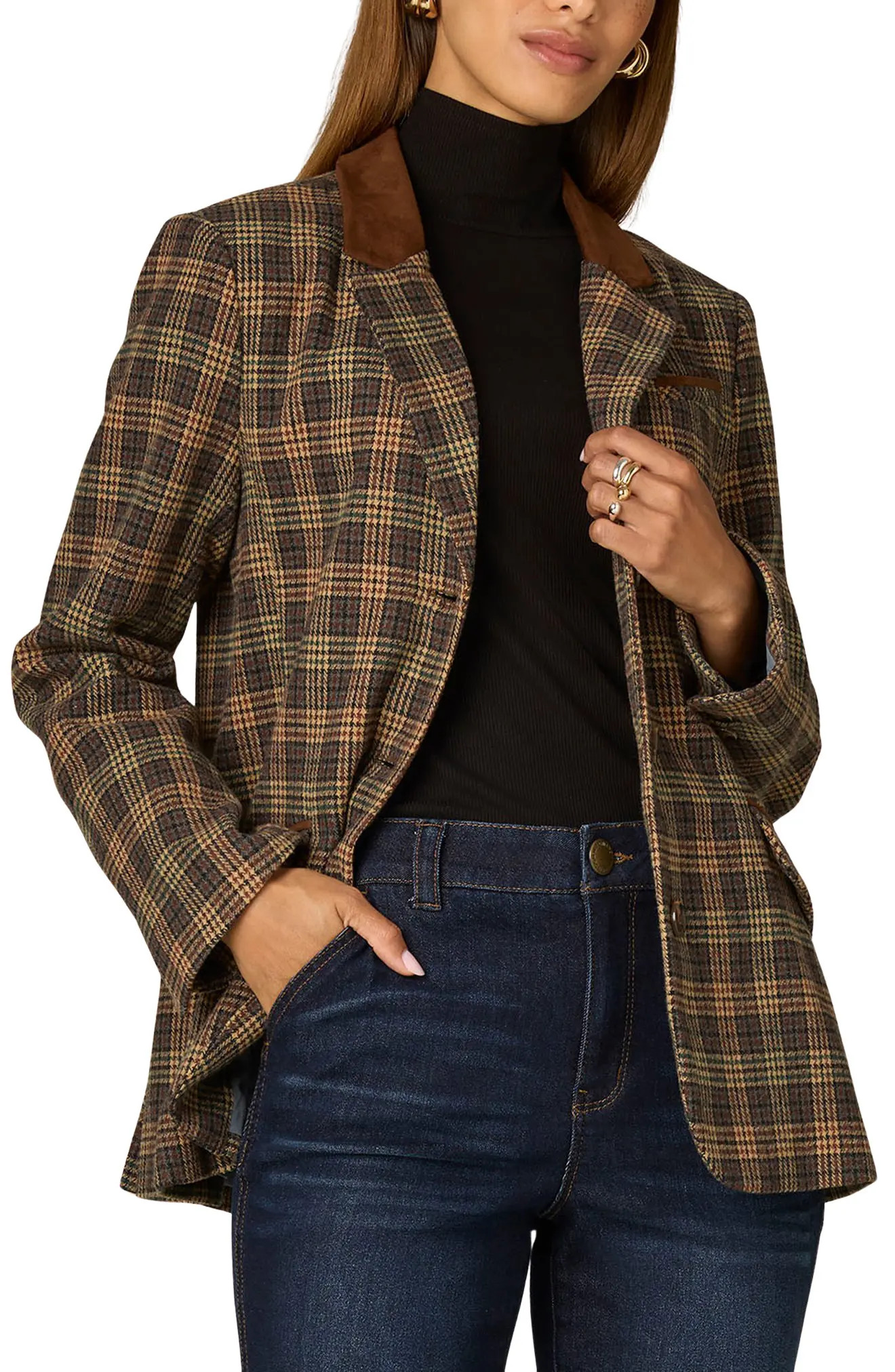 Wit & Wisdom Houndstooth Plaid Jacket (Women) | Nordstrom | Nordstrom