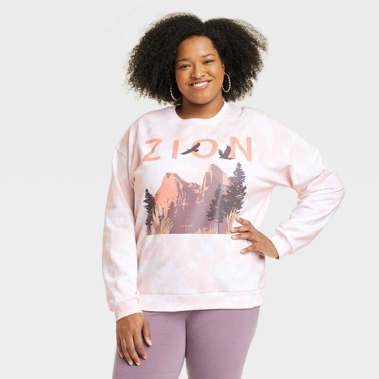 Women's Zion Graphic Sweatshirt - Orange Tie-Dye | Target