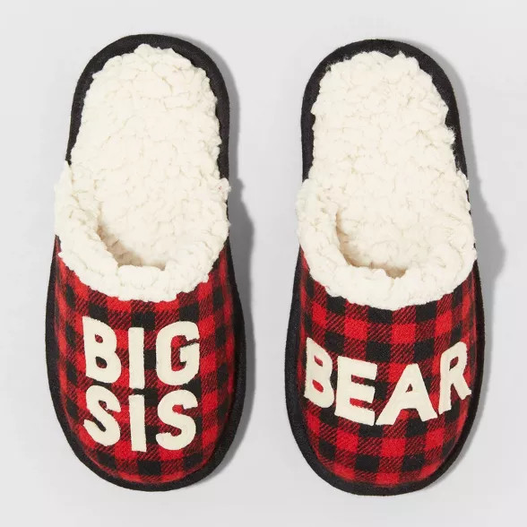 Girls' Family Sleep Big Sis Bear Slippers - Wondershop™ Red | Target