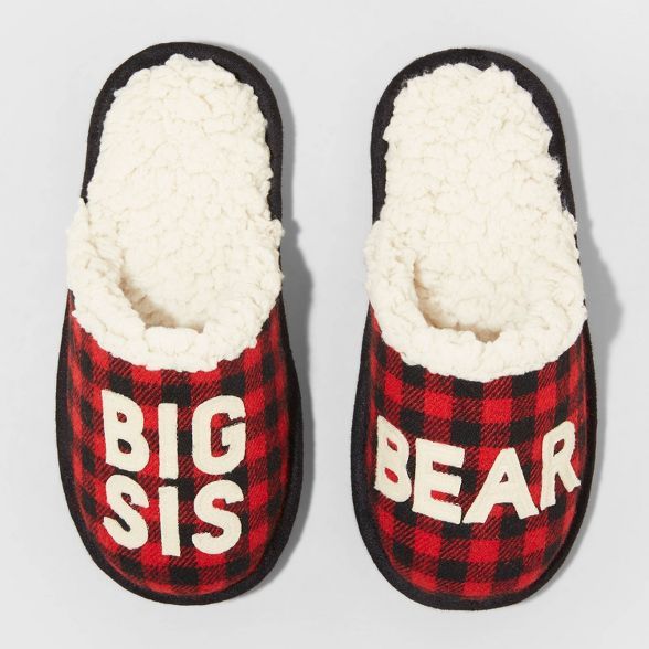 Girls' Family Sleep Big Sis Bear Slippers - Wondershop™ Red | Target