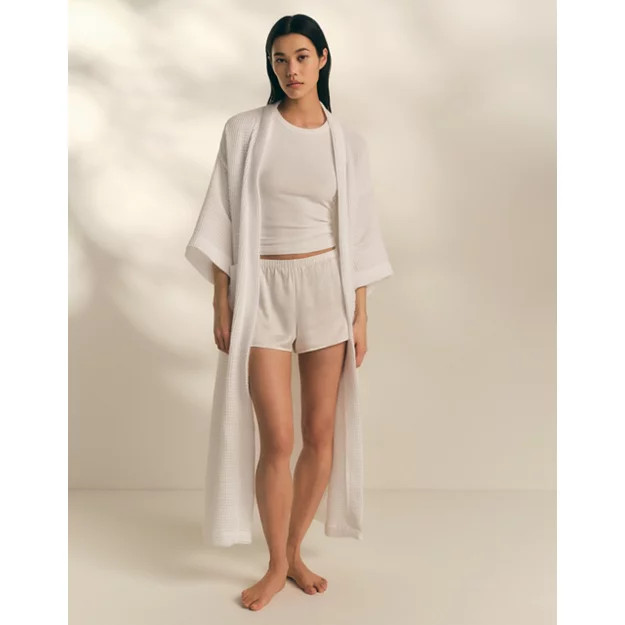 Long Lightweight Organic Cotton Waffle Robe | The White Company UK & ROW
