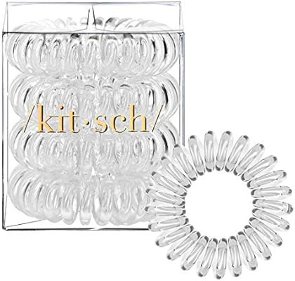 Kitsch Spiral Hair Ties, Coil Hair Ties, Phone Cord Hair Ties, Hair Coils - 4pcs, Transparent | Amazon (US)