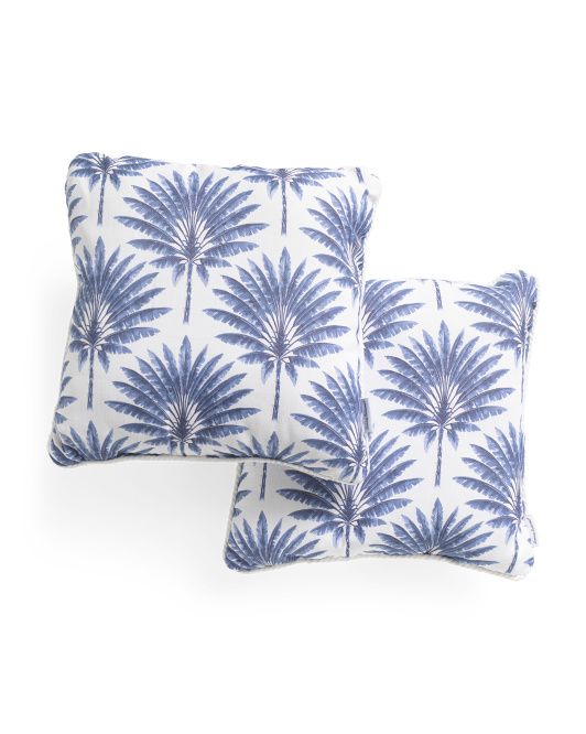 Set Of 2 18x18 Outdoor Watercolor Palm Pillows | TJ Maxx