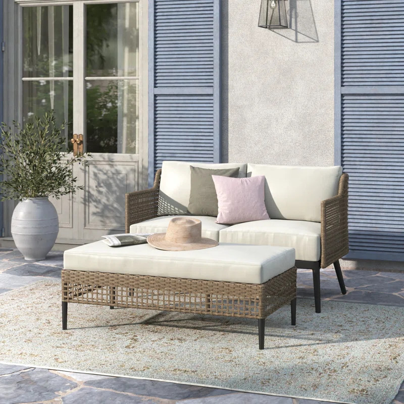 Erika Polyethylene (PE) Wicker 2 - Person Seating Group with Cushions | Wayfair North America