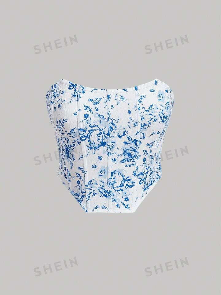 SHEIN MOD Floral Print Tube Top | SHEIN