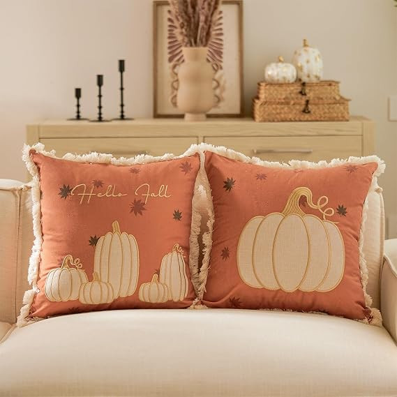 DN DECONATION Fall Pillow Covers 18x18 Set of 2 for Home Sofa Couch | Amazon (US)
