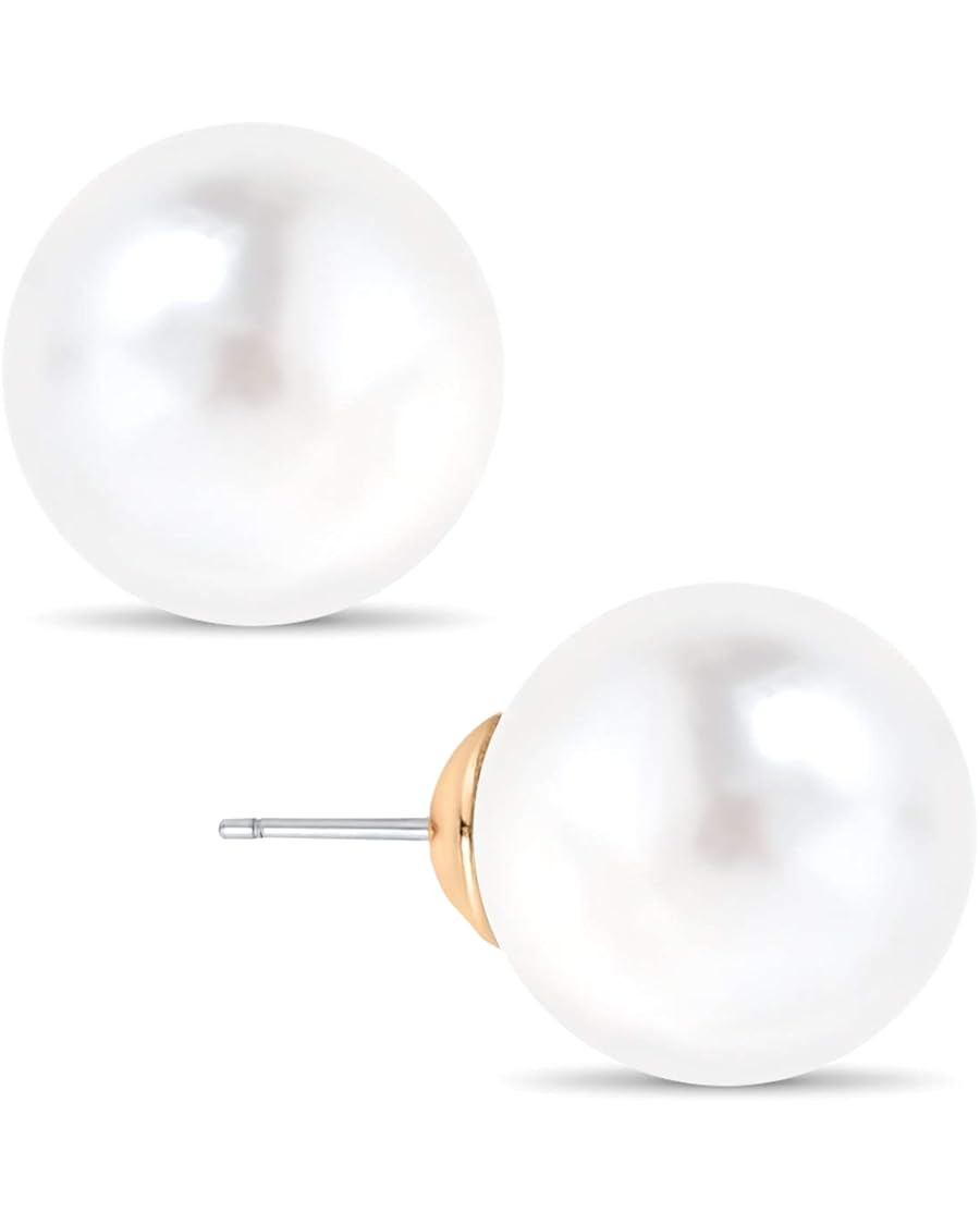 Humble Chic Big Simulated Pearl Earrings for Women - Oversized Classic Faux Round Large Ear Studs... | Amazon (US)