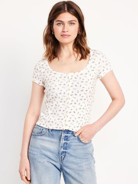 Rib-Knit Button-Down Top | Old Navy (US)