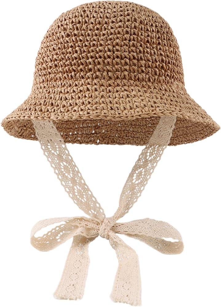 JANGANNSA Summer Girls Straw Hat Baby Toddler Girls Floppy Hat Bowknot Sun Beach Cap | Amazon (CA)