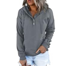 Dokotoo Womens 2023 Hooded Button Collar Drawstring Hoodies Pullover Sweatshirts Casual Long Slee... | Amazon (US)