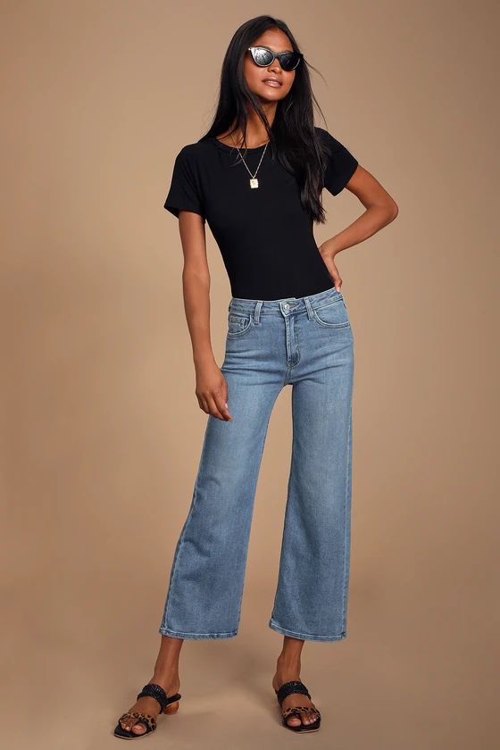 Nita Medium Wash High Rise Wide-Leg Jeans | Lulus (US)