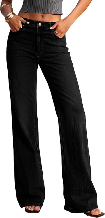 PRETTYGARDEN Women's Wide Leg Jeans High Waisted Denim Pants | Stretchy Flare Jeans, Comfy Soft, ... | Amazon (US)