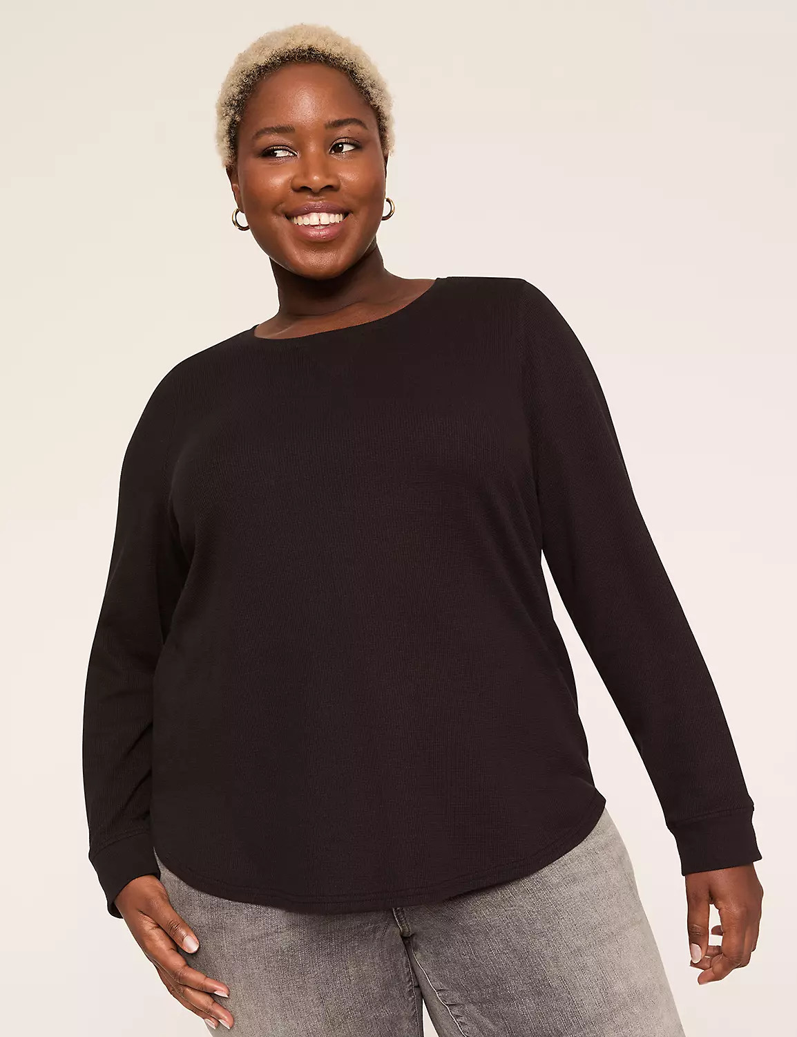 Waffle Knit Curved-Hem Tee | LaneBryant | Lane Bryant (US)