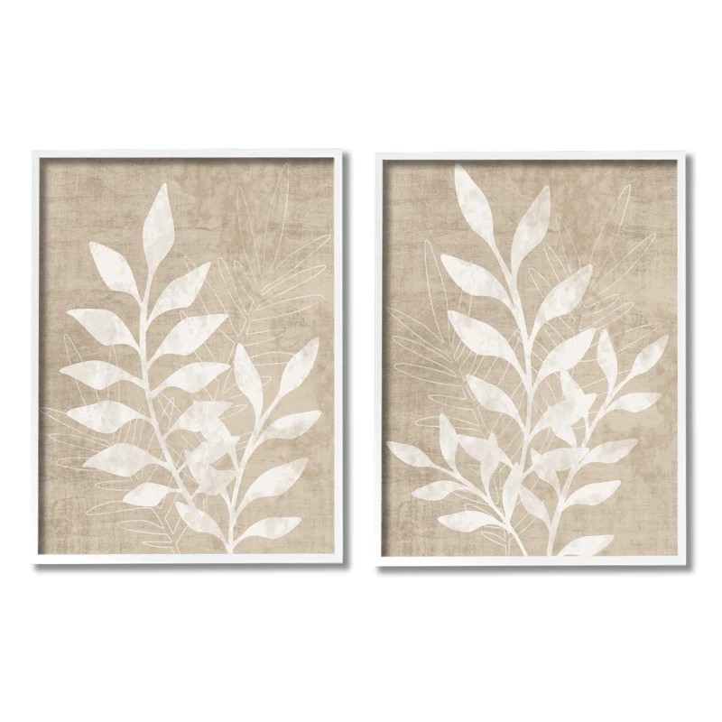 Boho Botanical Leaf Silhouette Framed On Wood 2 Pieces by Natalie Carpentieri Print | Wayfair North America