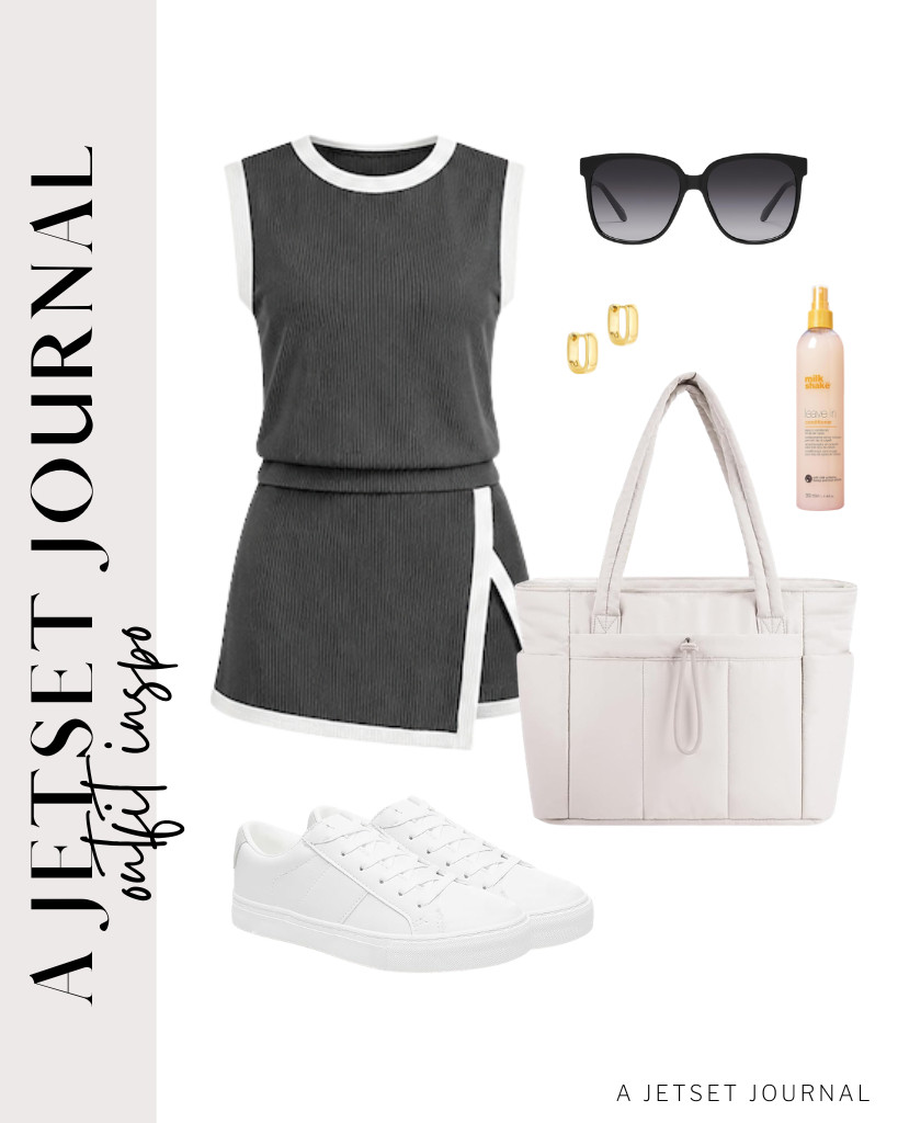 This gray two-piece set is perfect for these Adokoo fashion sneakers. Style this fit with a Wandering Nature tote bag and QUAY sunnies, then accessorize with these chunky hoop earrings. 

#LTKSeasonal #LTKSaleAlert #LTKTravel
 

 