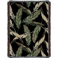 Leaves Throw Blanket Pam Trees Blanket, Woven Couch Bed Leaves Tone Decor, Decor, Botanical | Etsy (US)