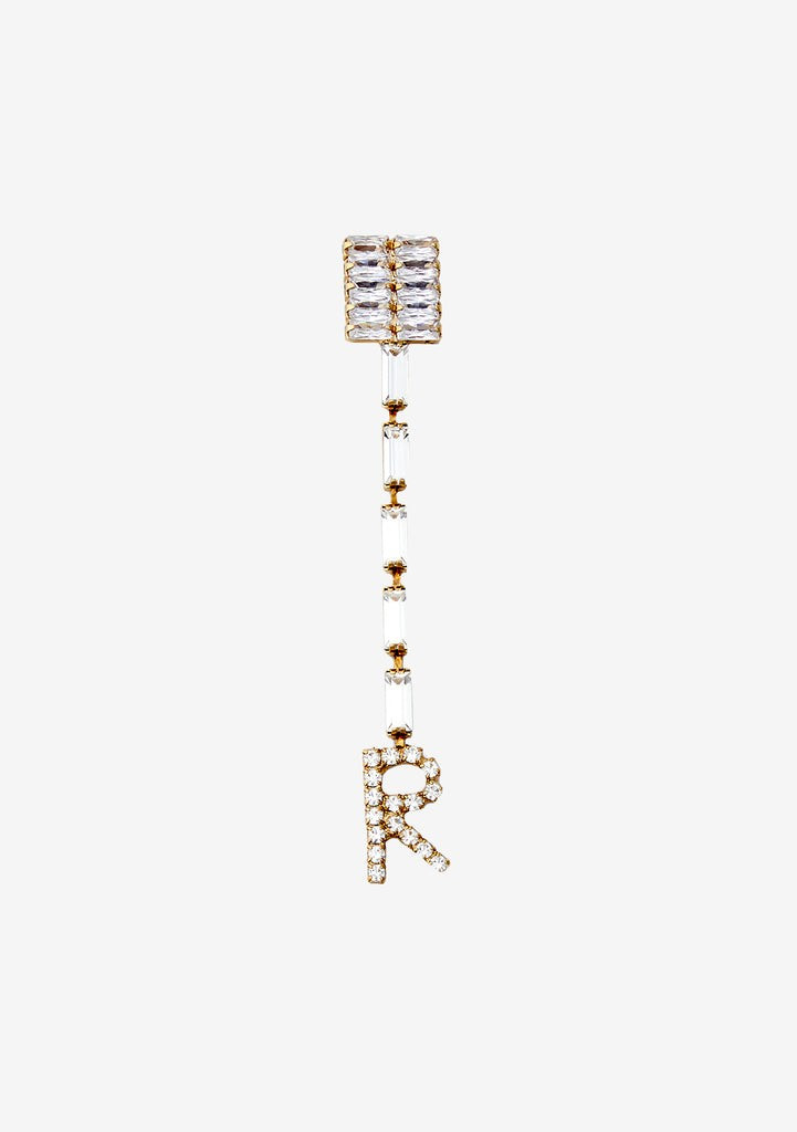 Lara Block Crystal Letter Drop Earring | Retrofete