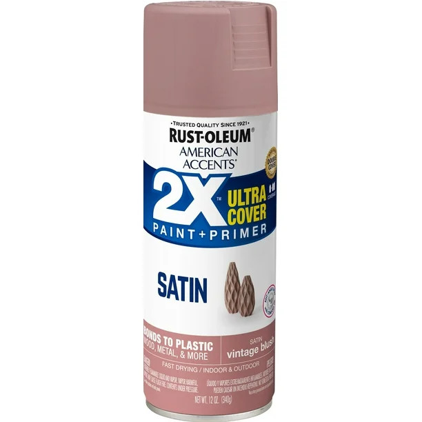 Vintage Blush, Rust-Oleum American Accents 2X Ultra Cover Satin Spray Paint, 12 oz - Walmart.com | Walmart (US)