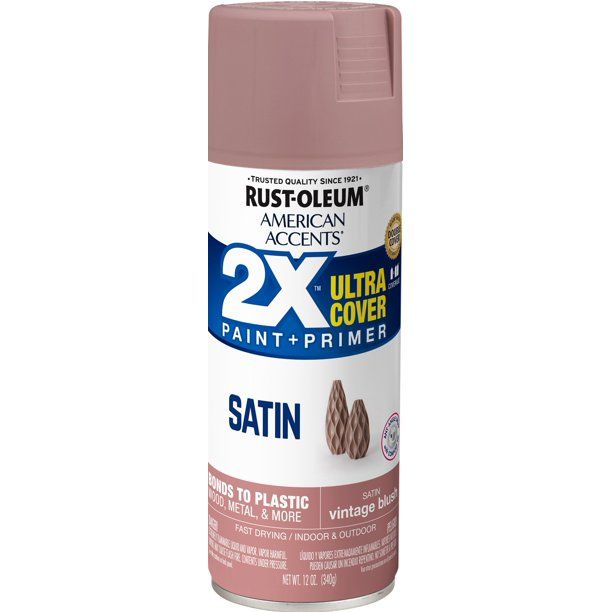 Vintage Blush, Rust-Oleum American Accents 2X Ultra Cover Satin Spray Paint, 12 oz - Walmart.com | Walmart (US)