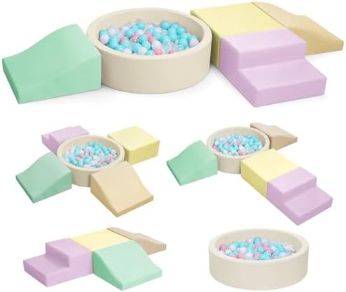 Foam Climbing Blocks for Toddler: with 4-Piece PU Leather Climbing Toys and a Ball Pit - Foam Bal... | Amazon (US)