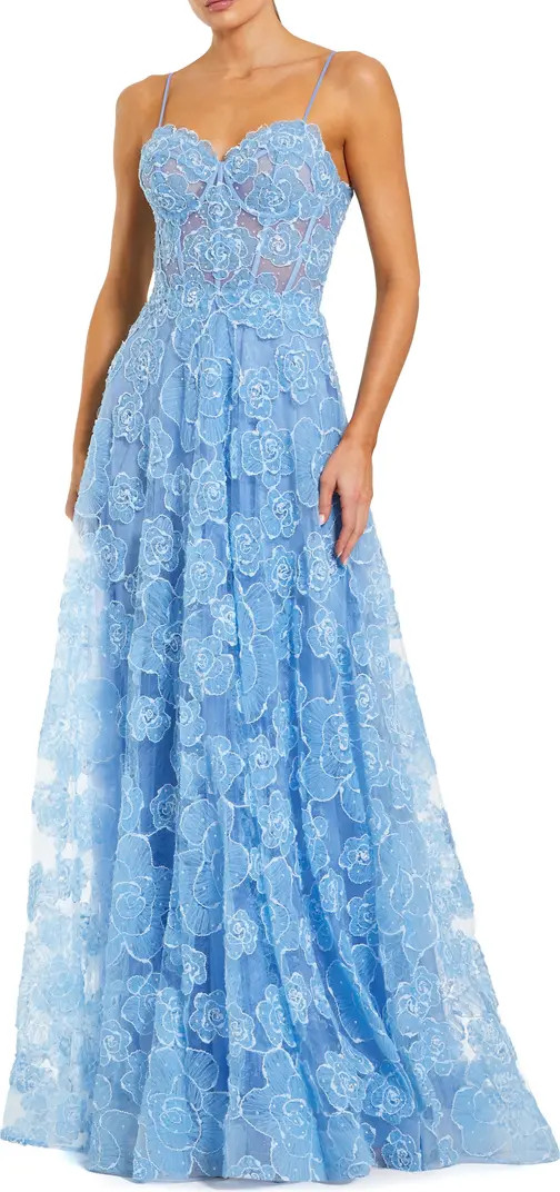 Embroidered Sweetheart Floral Corset A Line Gown | Nordstrom