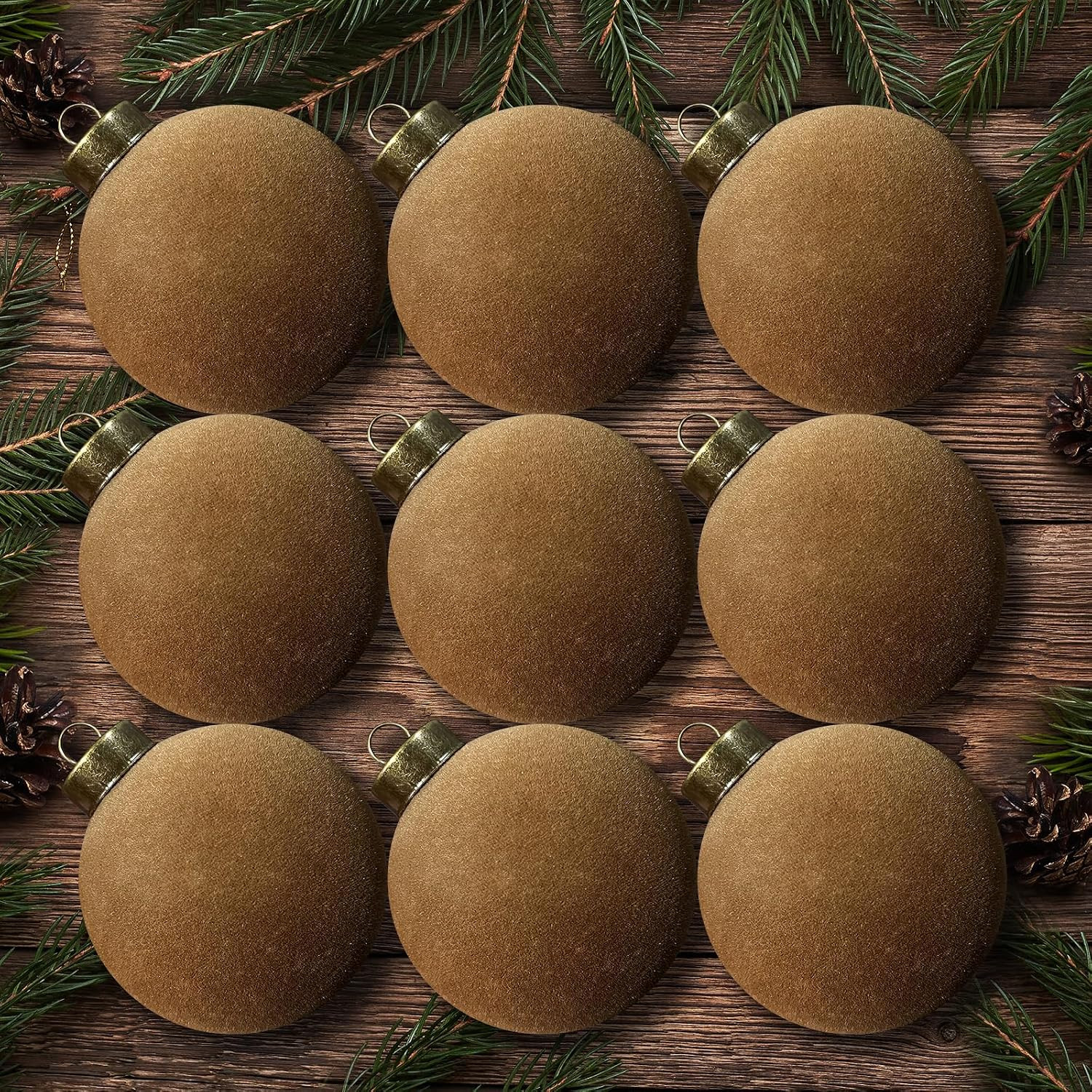 9 Pack Velvet Ornaments for Christmas Tree Decorations - Xmas Ball Ornament for Indoor Holiday Decor - Shatterproof Christmas Bulbs Ornaments, Brown | Amazon (US)