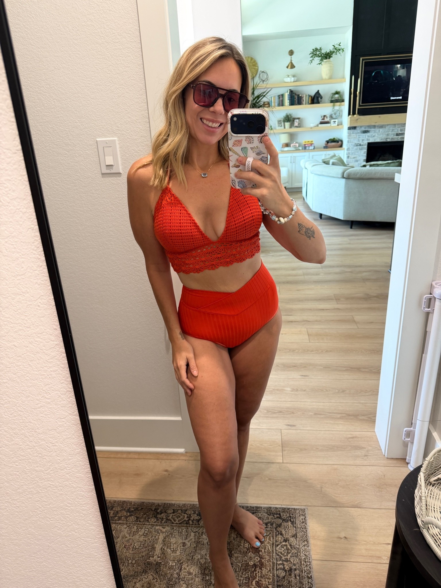 Loopy discount: wifeonadime 
Wearing my true size bikini top but bottoms I sized up in to medium so they’d be a bit higher rise and more coverage. @Aerie #aerie #bikini

#LTKootd #LTKSwim