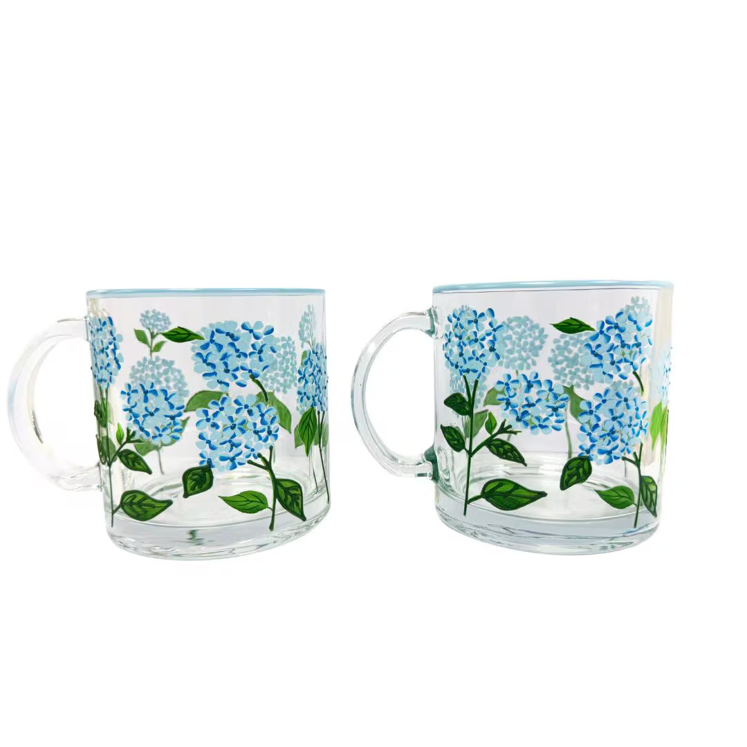Blue Hydrangea Painted Mugs Painted Flower Mugs Blue Cups Blue Mugs for Her Painted Cups for Mom ... | Etsy (Global)