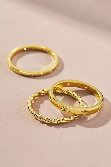 Uncommon James Set of Three 14k Gold Triad Stacking Rings | Anthropologie (US)