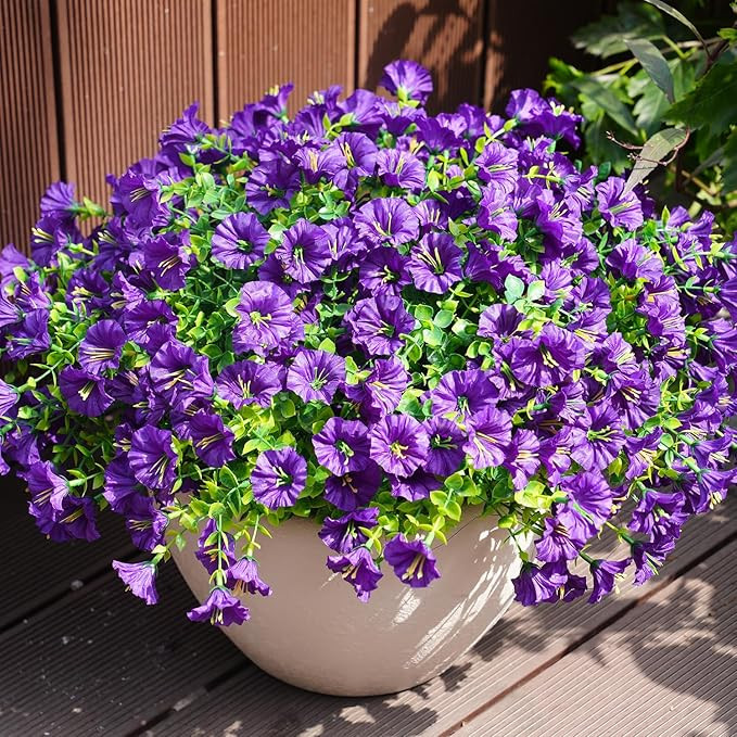 Artificial Flowers for Outdoors, UV Resistant Fake Silk Morning Glory, Realistic Faux Plants for ... | Amazon (US)