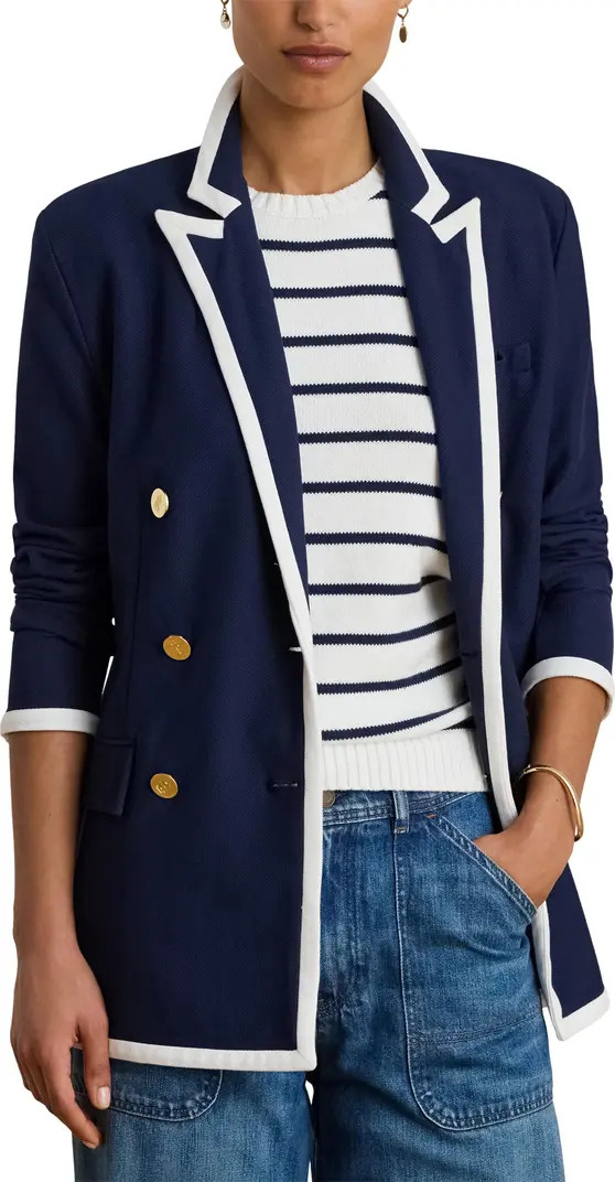 Tahir Double Breasted Piqué Knit Blazer | Nordstrom