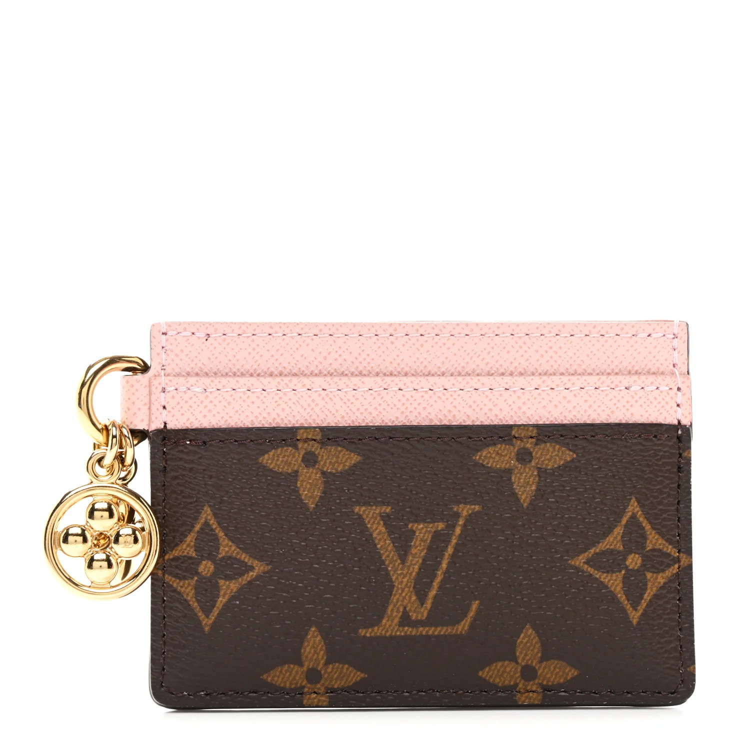Monogram LV Charms Card Holder Rose Ballerine | FASHIONPHILE (US)