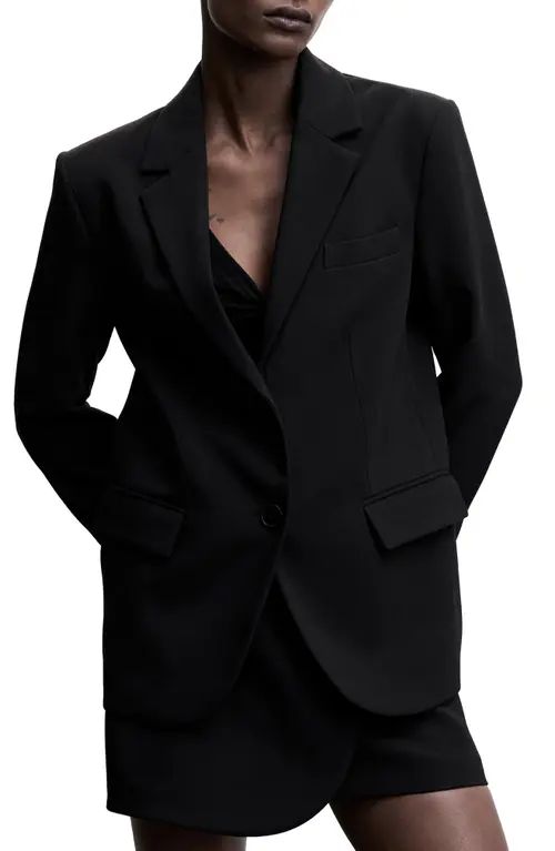MANGO Notched Lapel Suit Blazer in Black at Nordstrom, Size Large | Nordstrom