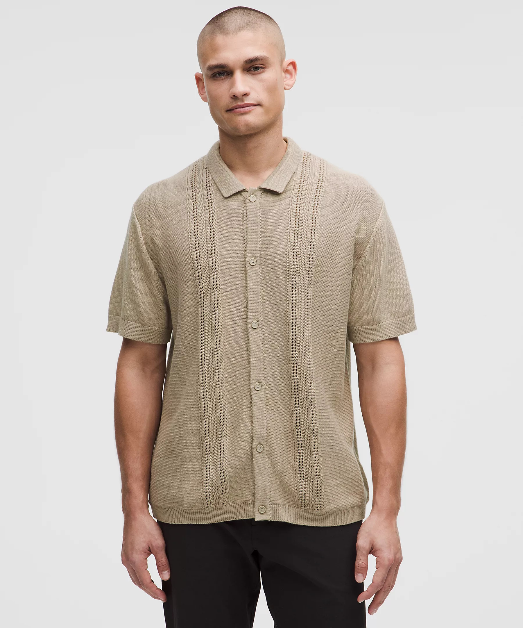 Cotton-Blend Knit Button Up Short-Sleeve Shirt | Men's Button Down & Dress Shirts | lululemon | Lululemon (US)