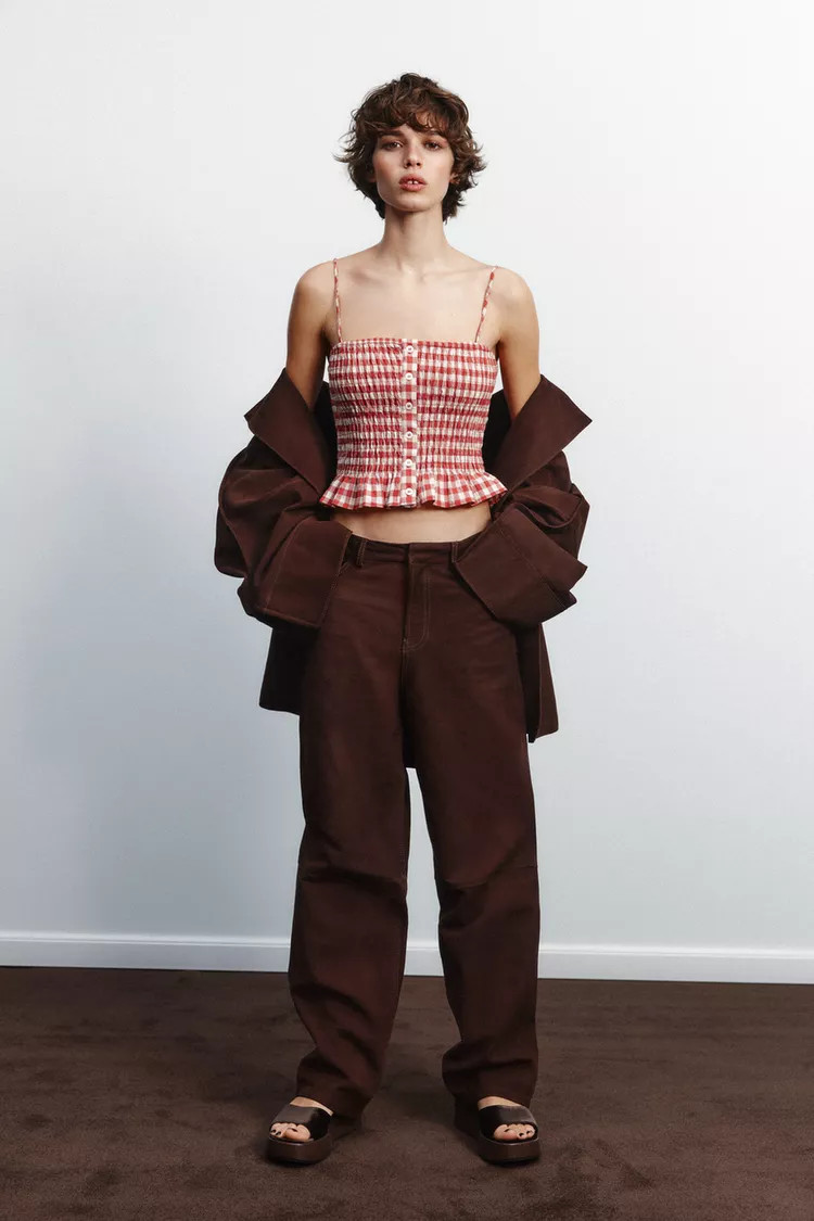 GINGHAM CROPPED TOP | Zara US