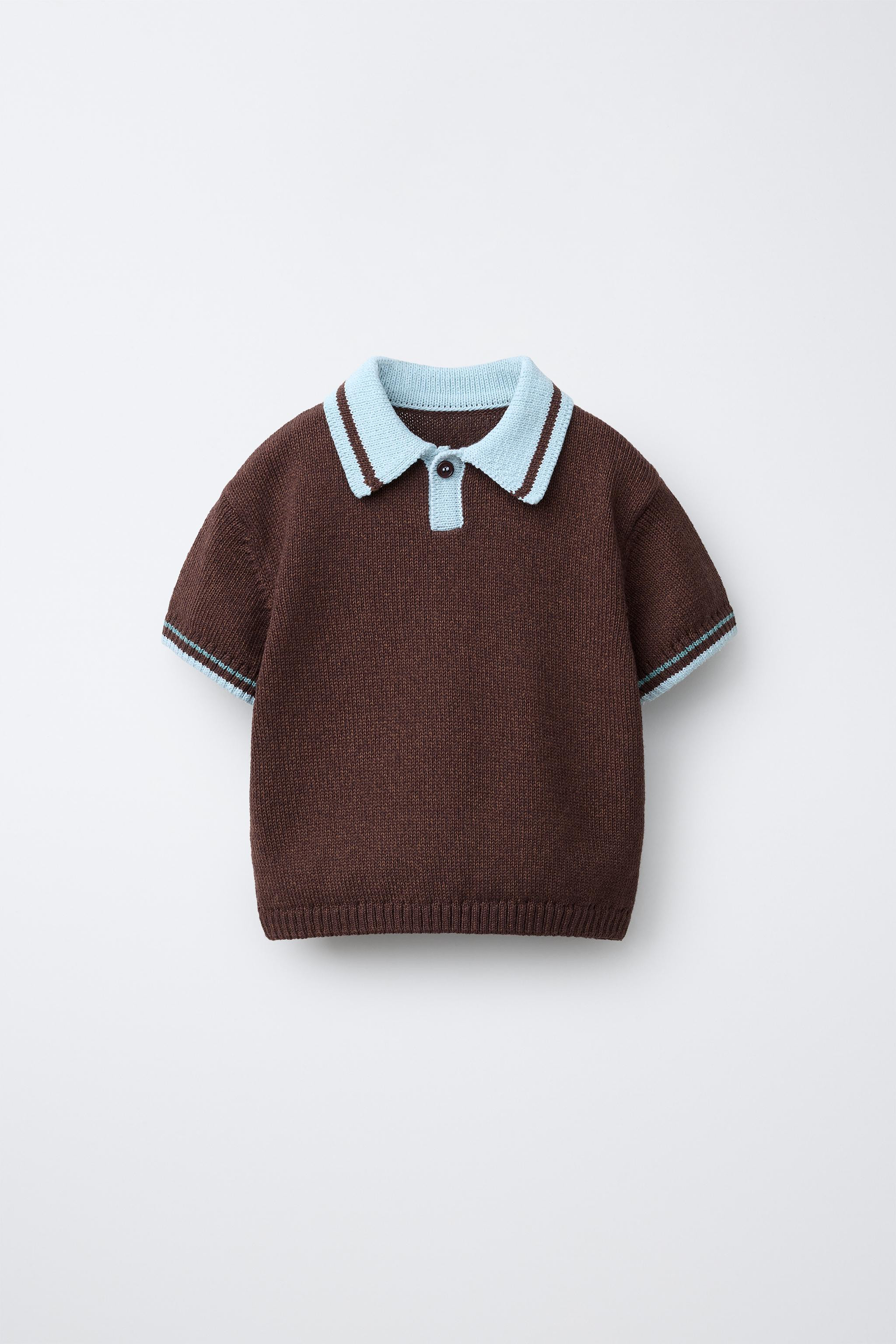 CONTRAST COLLAR KNIT POLO SHIRT | Zara US