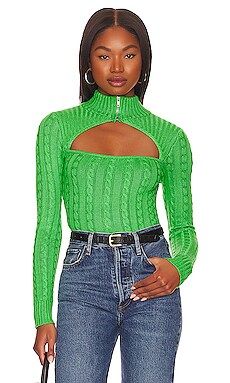 superdown Tanya Cut Out Sweater in Green from Revolve.com | Revolve Clothing (Global)