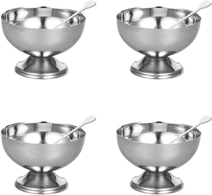 4 Pcs Stainless Steel Dessert Cup Dessert Cups Dessert Bowls Steel Desserts Gold Footed Metal Des... | Amazon (US)