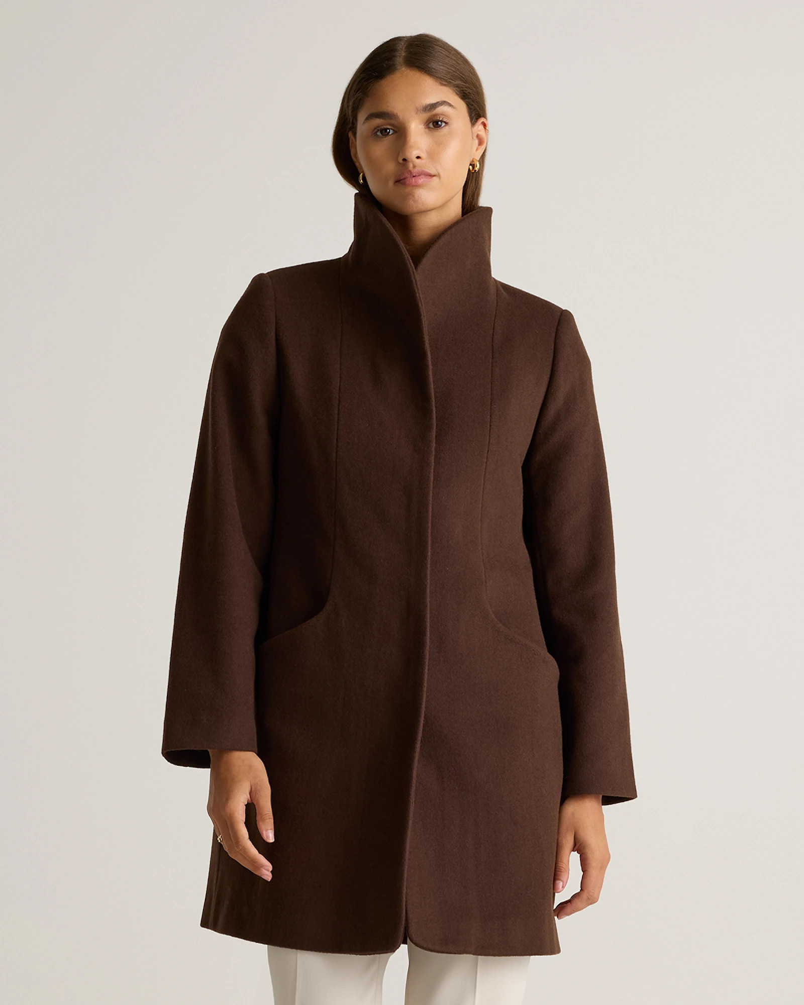 Italian Wool Cocoon Coat in Dark Chocolate | Quince