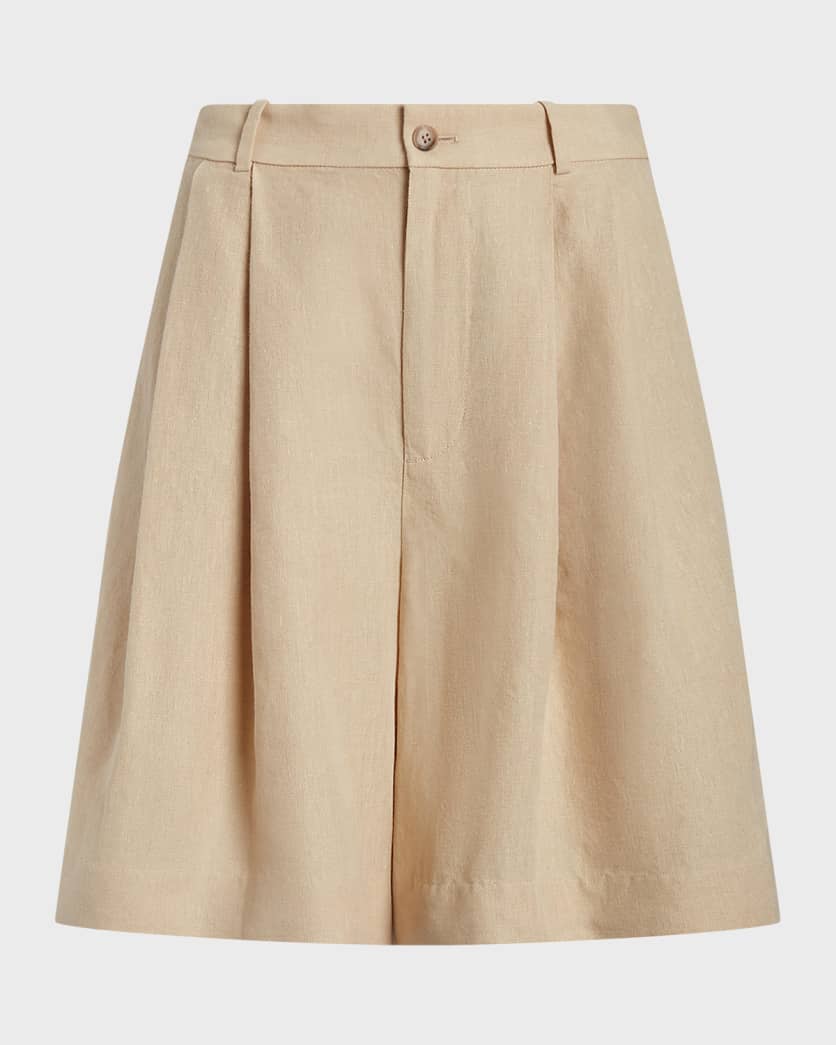 Polo Ralph Lauren Relaxed-Fit Long Pleated Linen Shorts | Neiman Marcus