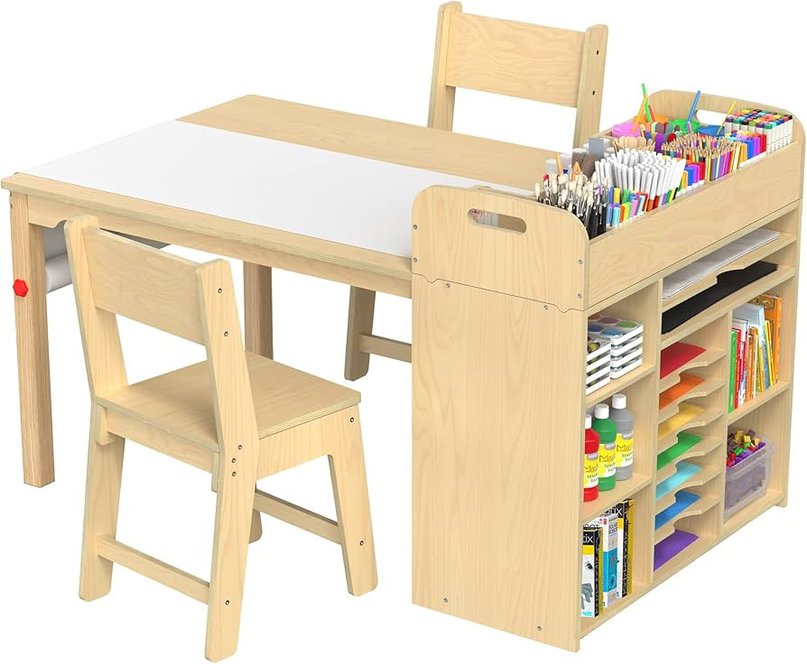 GDLF Kids Art Table and Chairs Set Craft Table with Large Storage Desk and Portable Art Supply Or... | Amazon (US)