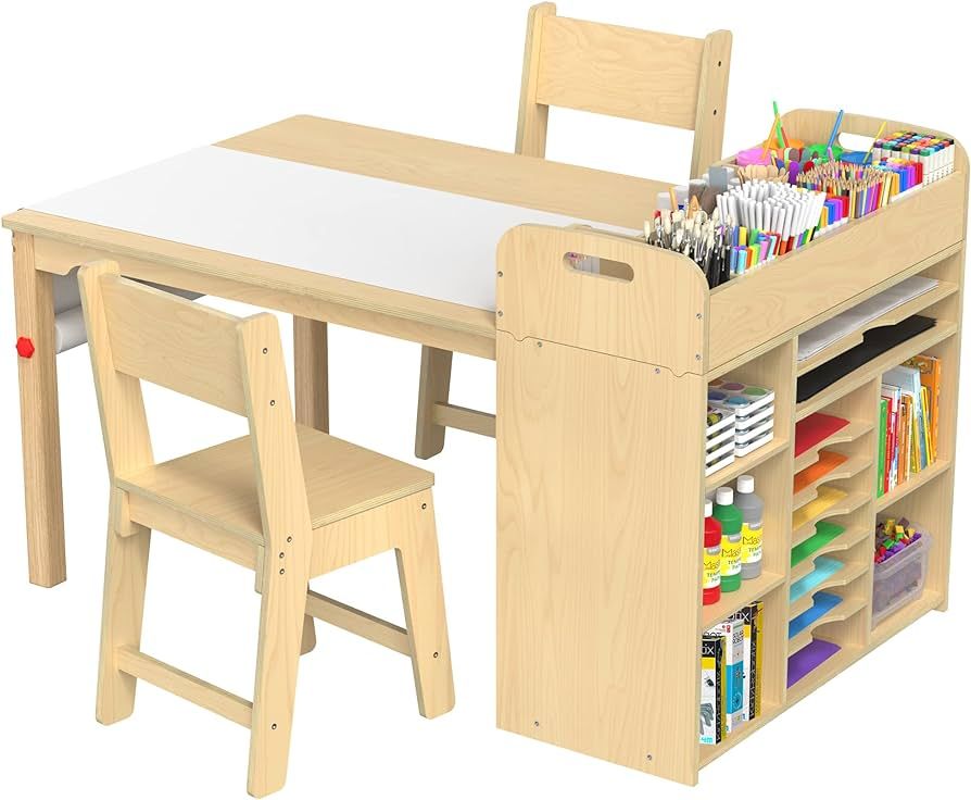 GDLF Kids Art Table and Chairs Set Craft Table with Large Storage Desk and Portable Art Supply Or... | Amazon (US)