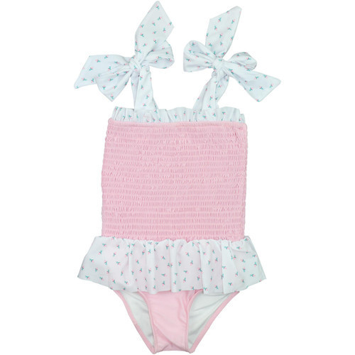 Pink Rosebud Smocked Vintage Swimsuit - Shipping Early  April | Cecil and Lou