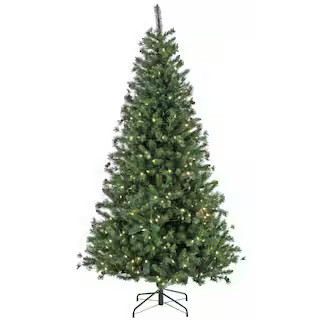 7.5 ft. Pre-Lit Cedar Spruce Artificial Christmas Tree with LED Lights | The Home Depot