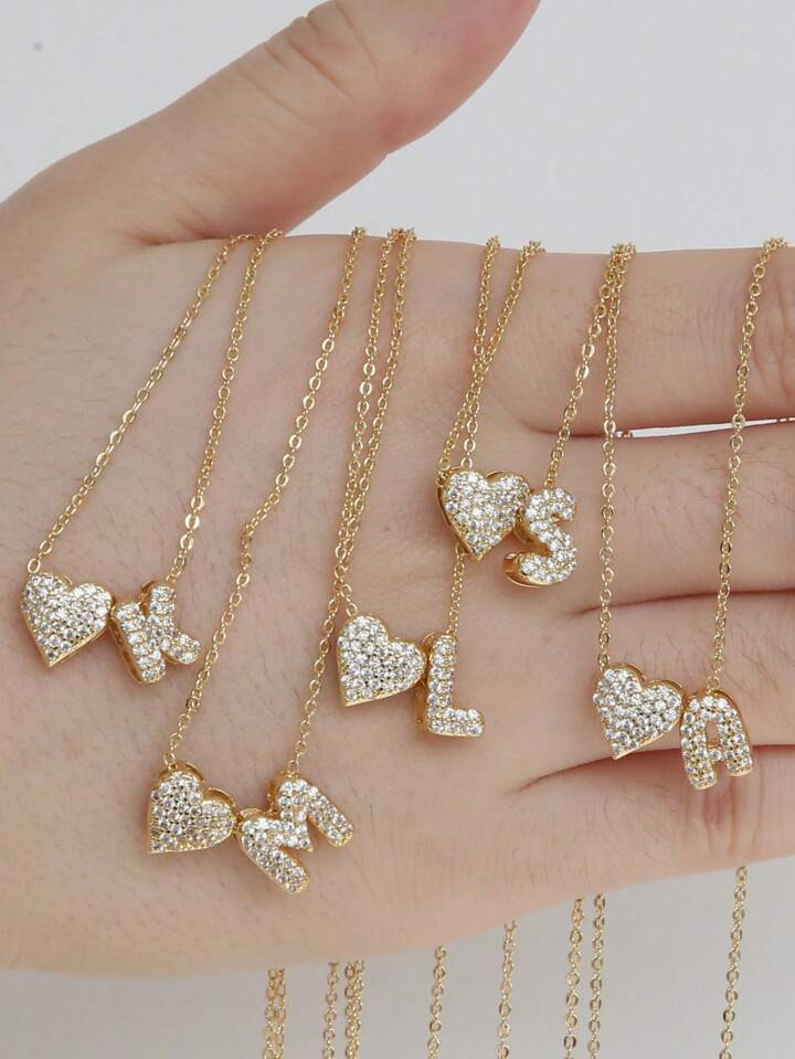 Hot Selling Brass Cubic Zirconia Balloon Bubble 26 English Letter Charm Name Necklace | SHEIN