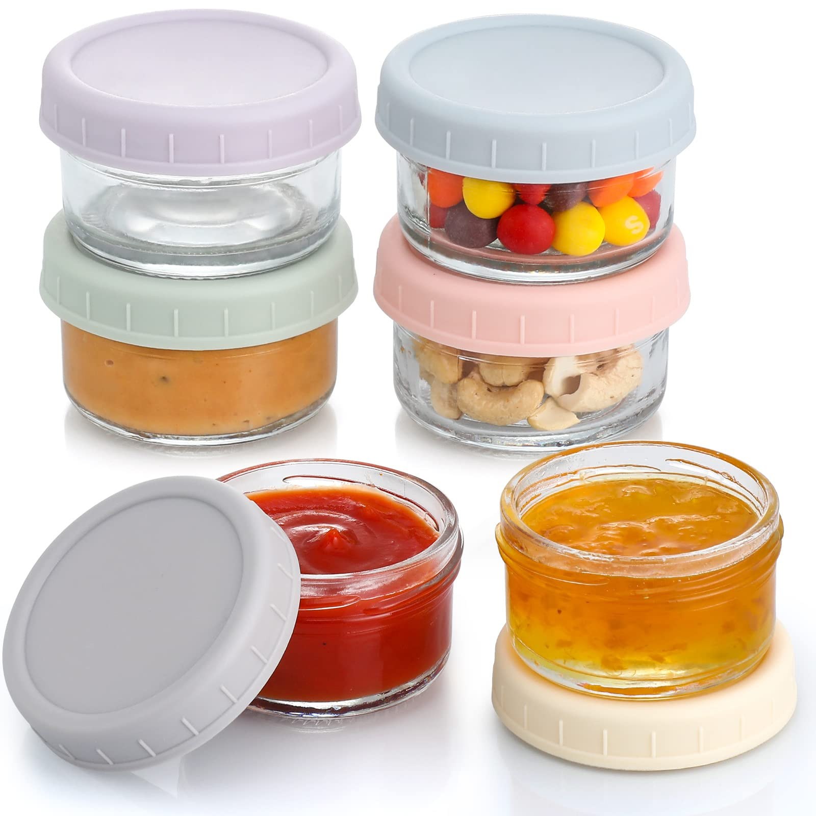 VITEVER [6 Pack] Salad Dressing Container To Go, 2.7 oz Glass Small Condiment with Lids, Dipping ... | Amazon (US)
