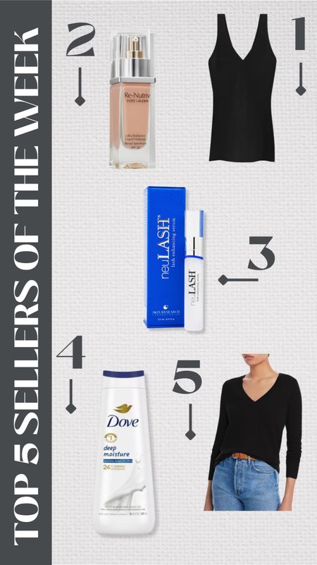Top sellers, most purchased, most loved, Estée Lauder, re nutriv, foundation, foundation over 40, lash serum, lash growth, neulash, dove, body wash, sweater, cashmere, tanks top, seamless tank, Eby tank 

#LTKOver40