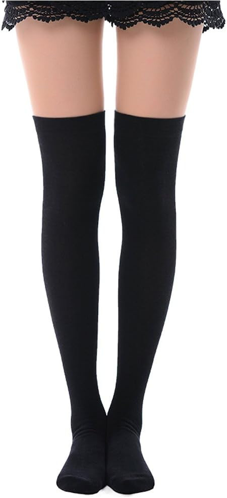 Women's Over Knee High Socks, Tube Dresses Fashion Cotton Thigh High Socks Stockings Cosplay Sock... | Amazon (US)